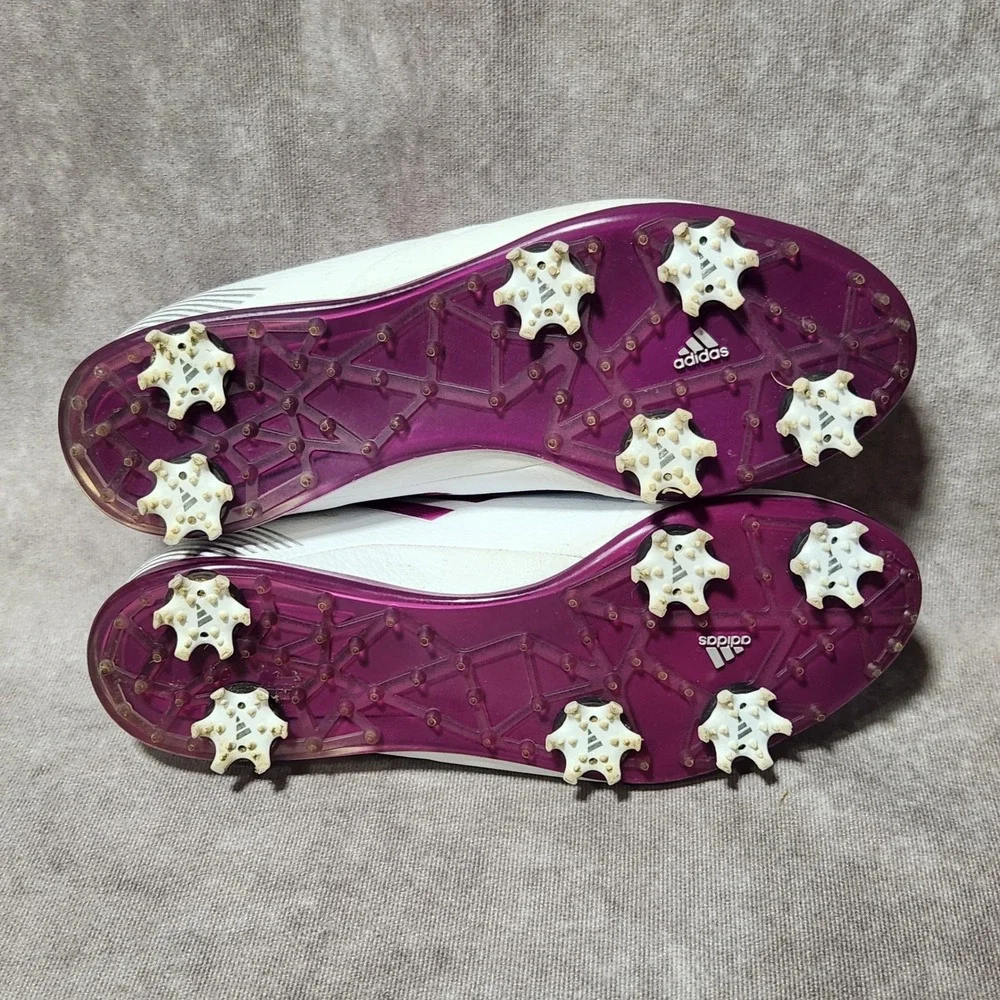 Adidas Adizero Sprintweb Golf‎ Shoes White Purple fuschia Athletic Spikes sz 6.5